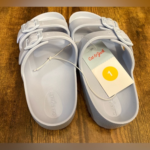 Kids' Noa Blown EVA Footbed Sandals - Cat & Jack™ Light Blue Slip-on Size 1 New - Picture 6 of 7